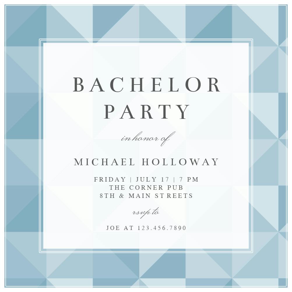 Triangle patchwork - bachelor party invitation